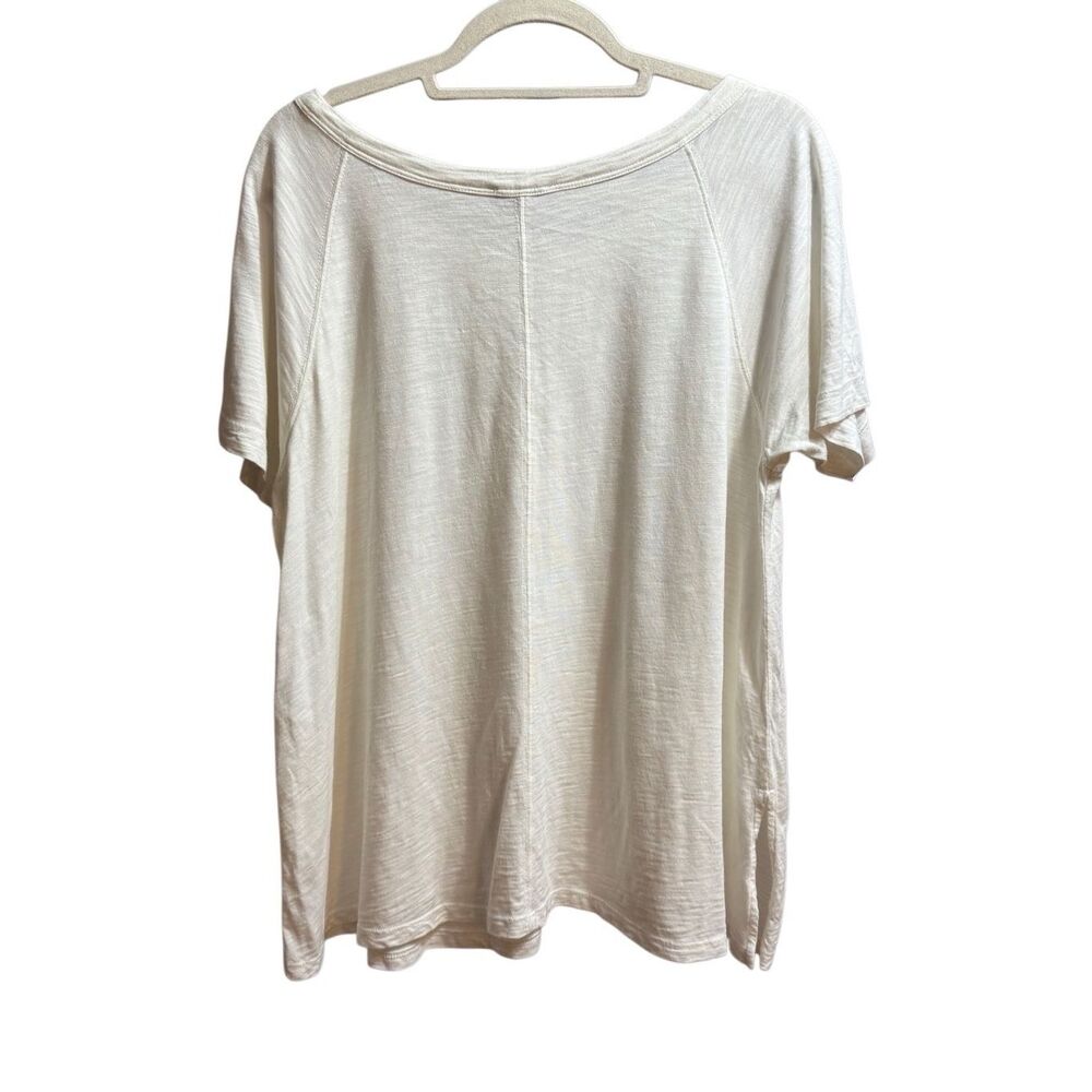 Lilla P by Anthropologie‎ Pima Cotton Modal Blend Short Sleeve Top Soft Ivory Sz - Picture 3 of 7